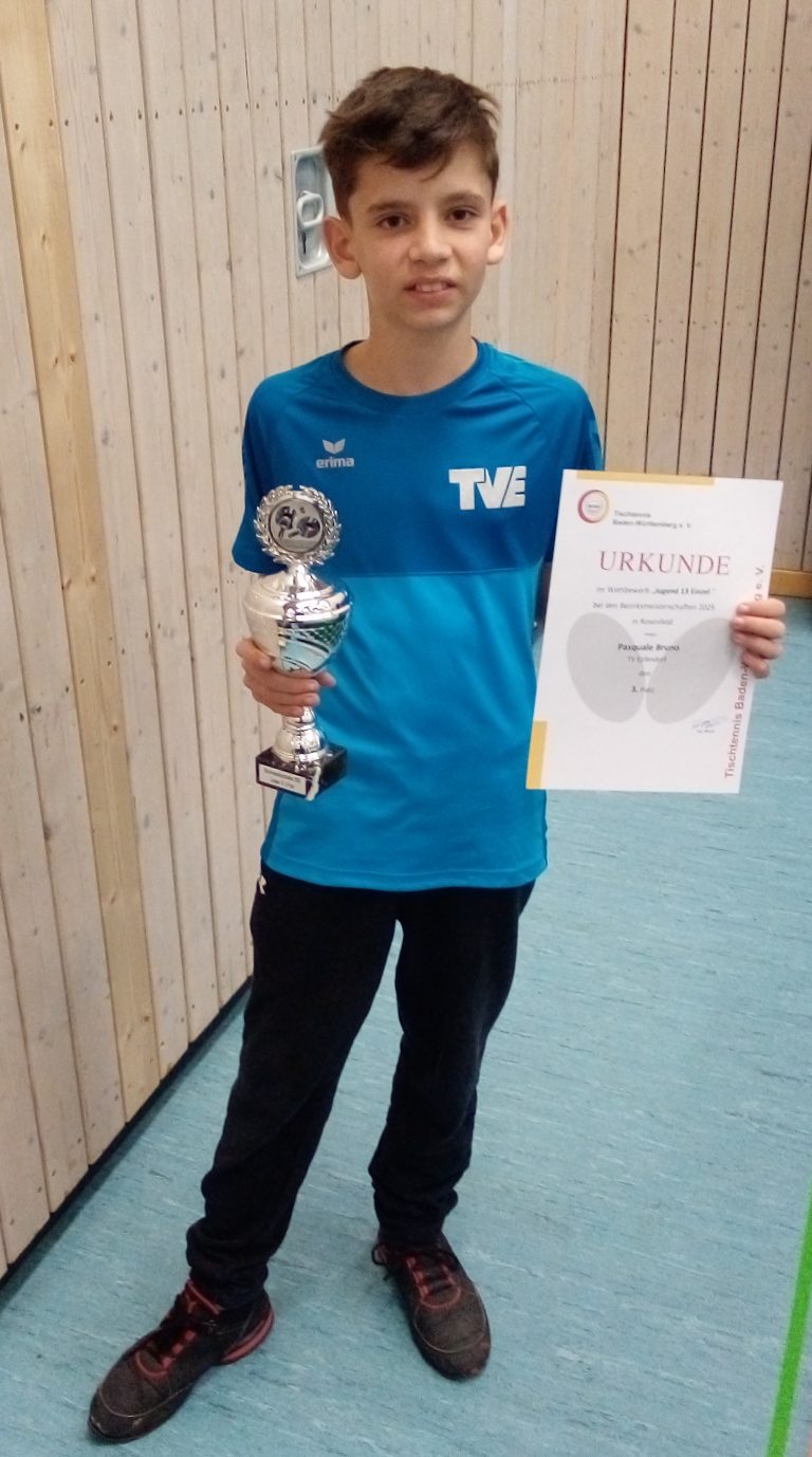 ** Tischtennis ** Pasquale Bruno belegt 3.Platz